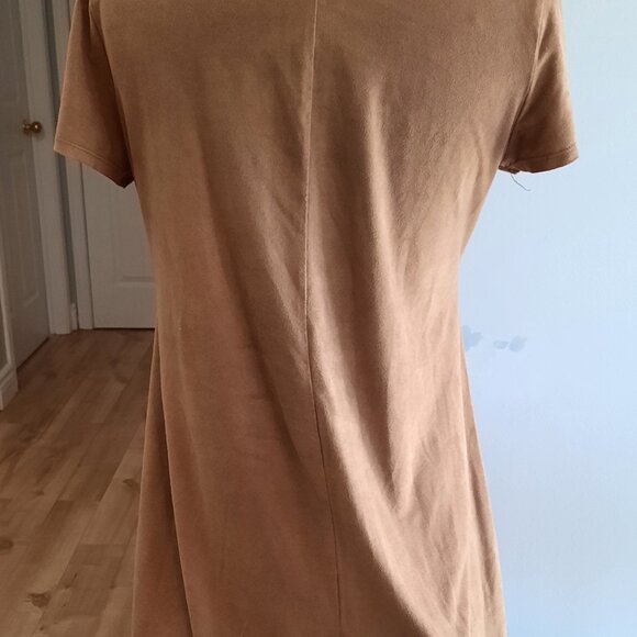Brown Mock-Neck Suede Feel Dress - Picture 2 of 4